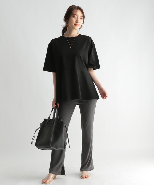 Andemiu（アンデミュウ）の「カットリブパンツ954696（その他パンツ・レディース・イエロー/グレー・FREE）」の4枚目の写真