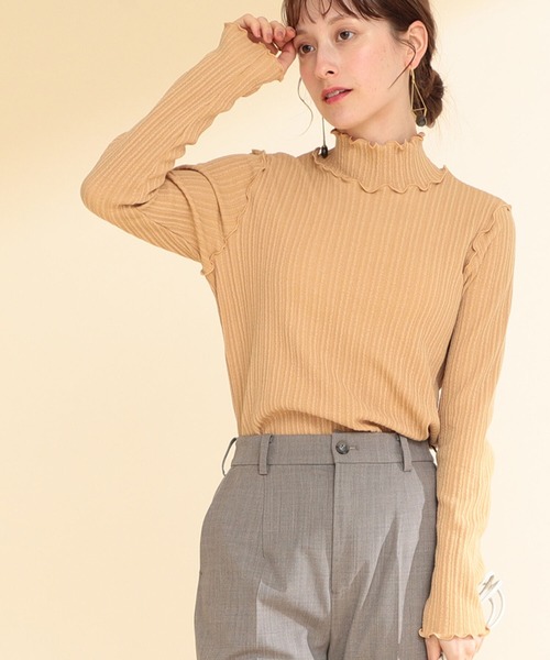 Ray BEAMS（レイビームス）の「Ray BEAMS / ランダム リブ メロー ハイネック カットソー（Tシャツ/カットソー・レディース・オフホワイト/キャメル/グリーン系その他2・ONE SIZE）」の3枚目の写真