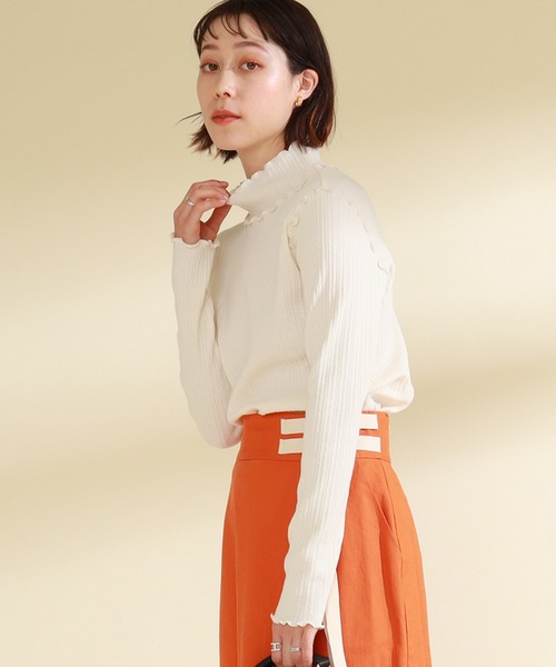 Ray BEAMS（レイビームス）の「Ray BEAMS / ランダム リブ メロー ハイネック カットソー（Tシャツ/カットソー・レディース・オフホワイト/キャメル/グリーン系その他2・ONE SIZE）」の2枚目の写真