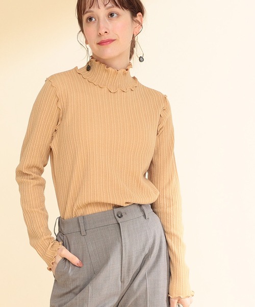 Ray BEAMS（レイビームス）の「Ray BEAMS / ランダム リブ メロー ハイネック カットソー（Tシャツ/カットソー・レディース・オフホワイト/キャメル/グリーン系その他2・ONE SIZE）」の13枚目の写真