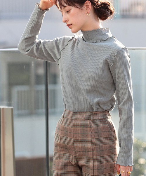 Ray BEAMS（レイビームス）の「Ray BEAMS / ランダム リブ メロー ハイネック カットソー（Tシャツ/カットソー・レディース・オフホワイト/キャメル/グリーン系その他2・ONE SIZE）」の9枚目の写真