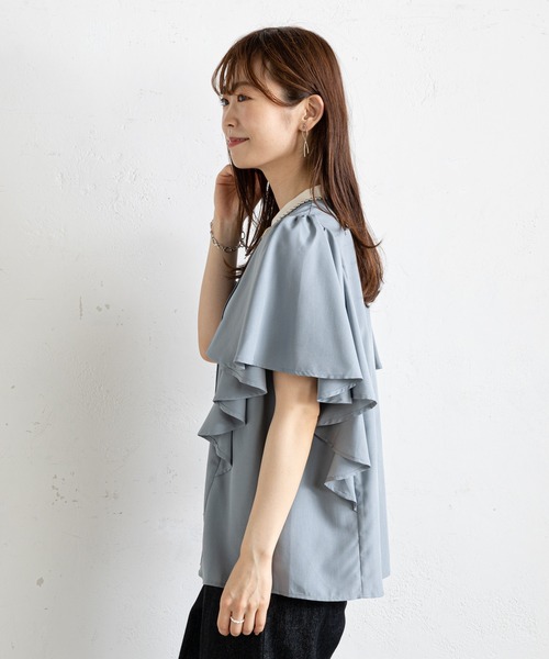 prose verse（プロズヴェール）の「フリルスリーブセンタータックブラウス（シャツ/ブラウス・レディース・ブラック/アイボリー/ブルー/ブラウン・MEDIUM）」の7枚目の写真