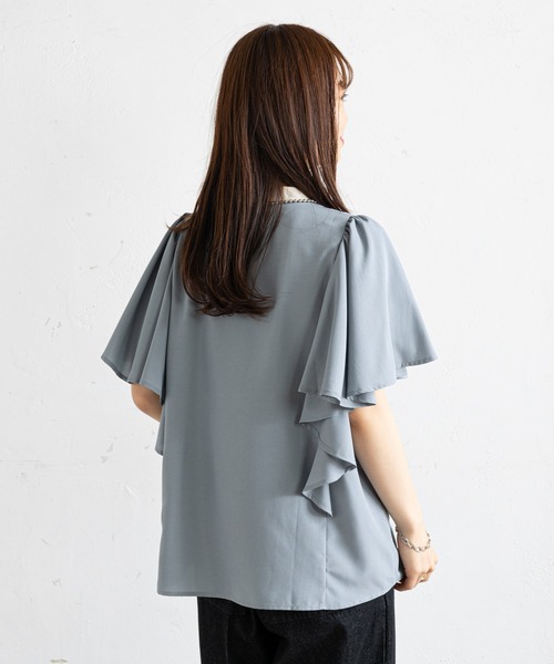 prose verse（プロズヴェール）の「フリルスリーブセンタータックブラウス（シャツ/ブラウス・レディース・ブラック/アイボリー/ブルー/ブラウン・MEDIUM）」の9枚目の写真