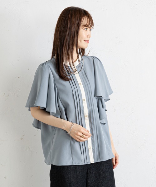 prose verse（プロズヴェール）の「フリルスリーブセンタータックブラウス（シャツ/ブラウス・レディース・ブラック/アイボリー/ブルー/ブラウン・MEDIUM）」の10枚目の写真