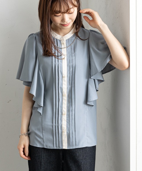 prose verse（プロズヴェール）の「フリルスリーブセンタータックブラウス（シャツ/ブラウス・レディース・ブラック/アイボリー/ブルー/ブラウン・MEDIUM）」の11枚目の写真