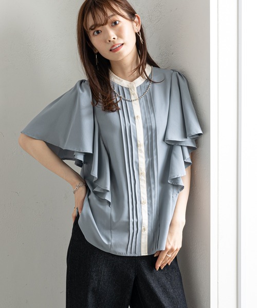 prose verse（プロズヴェール）の「フリルスリーブセンタータックブラウス（シャツ/ブラウス・レディース・ブラック/アイボリー/ブルー/ブラウン・MEDIUM）」の12枚目の写真