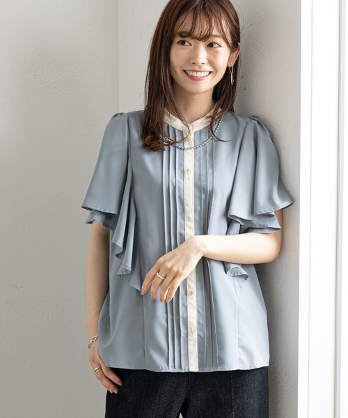 prose verse（プロズヴェール）の「フリルスリーブセンタータックブラウス（シャツ/ブラウス・レディース・ブラック/アイボリー/ブルー/ブラウン・MEDIUM）」の13枚目の写真