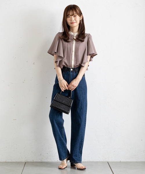 prose verse（プロズヴェール）の「フリルスリーブセンタータックブラウス（シャツ/ブラウス・レディース・ブラック/アイボリー/ブルー/ブラウン・MEDIUM）」の14枚目の写真