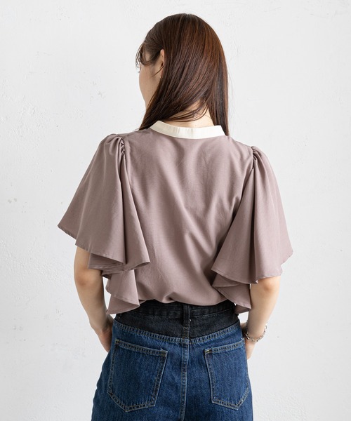 prose verse（プロズヴェール）の「フリルスリーブセンタータックブラウス（シャツ/ブラウス・レディース・ブラック/アイボリー/ブルー/ブラウン・MEDIUM）」の21枚目の写真