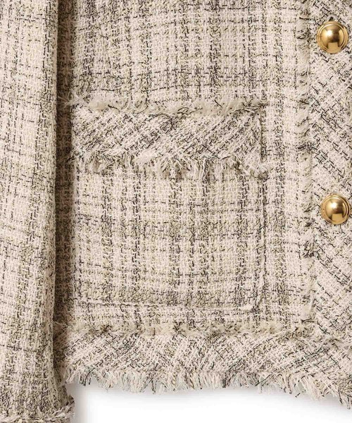 MADEMOISELLE ROPE'（マドモアゼル ロペ）の「<再入荷>カラーツイードノーカラージャケット（ノーカラージャケット・レディース・オフホワイト・38）」の13枚目の写真