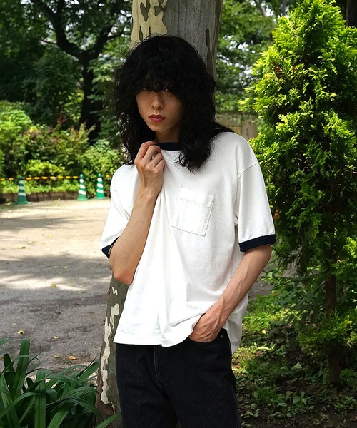 PULP/417EDIFICE(パルプフォーワンセブンエディフィス)の「◆BOXY RINGER SS TEE(Tシャツ/カットソー・メンズ・ネイビー/グレー/レッド・1/2)」の3枚目の写真