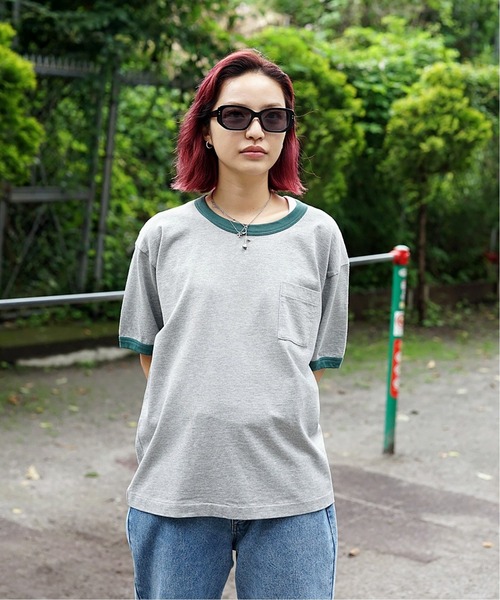 PULP/417EDIFICE(パルプフォーワンセブンエディフィス)の「◆BOXY RINGER SS TEE(Tシャツ/カットソー・メンズ・ネイビー/グレー/レッド・1/2)」の2枚目の写真