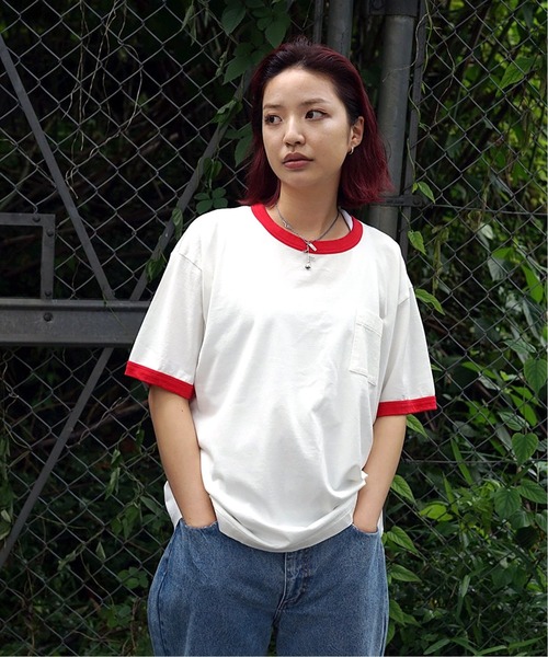 PULP/417EDIFICE(パルプフォーワンセブンエディフィス)の「◆BOXY RINGER SS TEE(Tシャツ/カットソー・メンズ・ネイビー/グレー/レッド・1/2)」の1枚目の写真