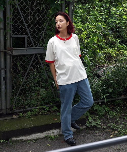 PULP/417EDIFICE(パルプフォーワンセブンエディフィス)の「◆BOXY RINGER SS TEE(Tシャツ/カットソー・メンズ・ネイビー/グレー/レッド・1/2)」の6枚目の写真