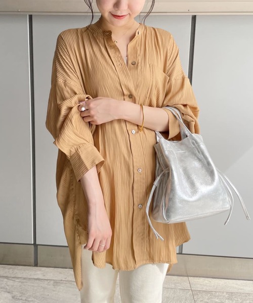 SHENERY（シーナリー）の「ストライプオーバーシャツ（シャツ/ブラウス・レディース・オフホワイト/ネイビー/マスタード・FREE）」の3枚目の写真