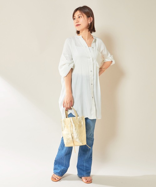 SHENERY（シーナリー）の「ストライプオーバーシャツ（シャツ/ブラウス・レディース・オフホワイト/ネイビー/マスタード・FREE）」の11枚目の写真