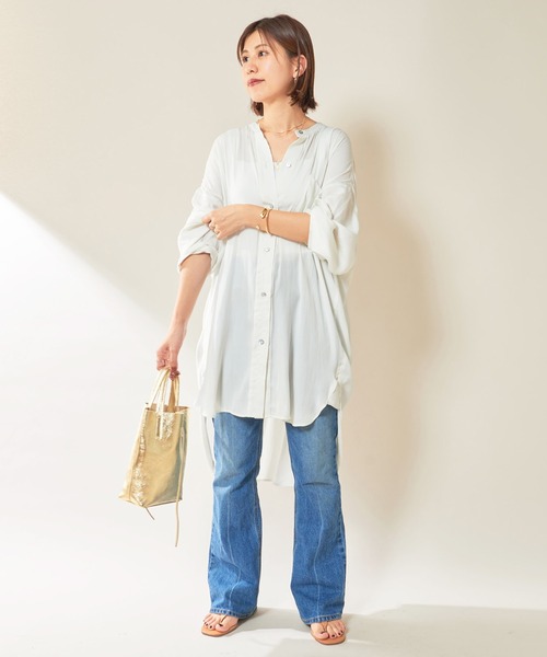 SHENERY（シーナリー）の「ストライプオーバーシャツ（シャツ/ブラウス・レディース・オフホワイト/ネイビー/マスタード・FREE）」の12枚目の写真