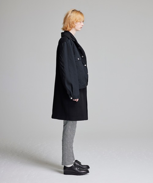 NOISE MAKER(ノイズメーカー)の「【イタリア生地】デニムジャケットドッキングチェスターコート(チェスターコート・メンズ・ベージュ/ブラック・X-LARGE/LARGE/MEDIUM)」の7枚目の写真