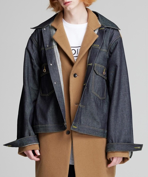 NOISE MAKER(ノイズメーカー)の「【イタリア生地】デニムジャケットドッキングチェスターコート(チェスターコート・メンズ・ベージュ/ブラック・X-LARGE/LARGE/MEDIUM)」の10枚目の写真