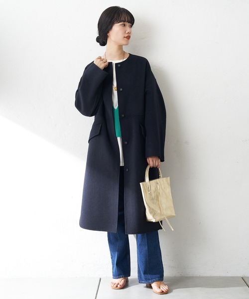 SHENERY（シーナリー）の「ベルテッドリバーロングコート（その他アウター・レディース・ネイビー/ピンク/オートミール・FREE）」の20枚目の写真