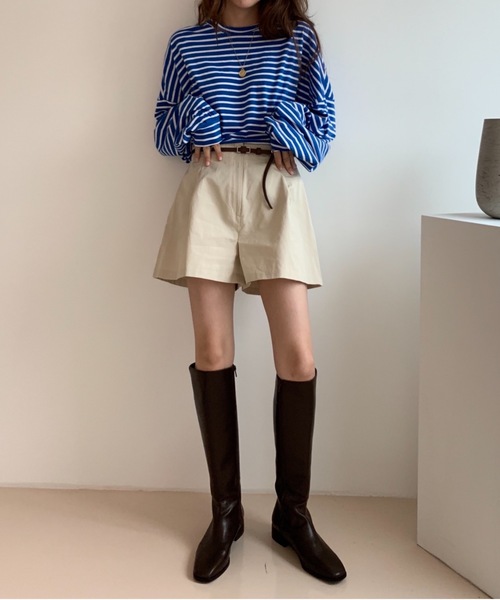 Didot.showroom(ディドット ショールーム)の「over size border long tee / オーバーサイズボーダーロングTシャツ(Tシャツ/カットソー・レディース・ブラック/レッド/ブルー/グリーン・FREE)」の18枚目の写真