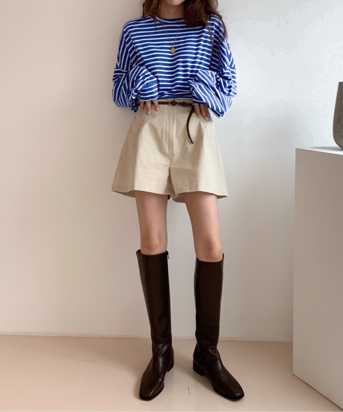 Didot.showroom(ディドット ショールーム)の「over size border long tee / オーバーサイズボーダーロングTシャツ(Tシャツ/カットソー・レディース・ブラック/レッド/ブルー/グリーン・FREE)」の19枚目の写真