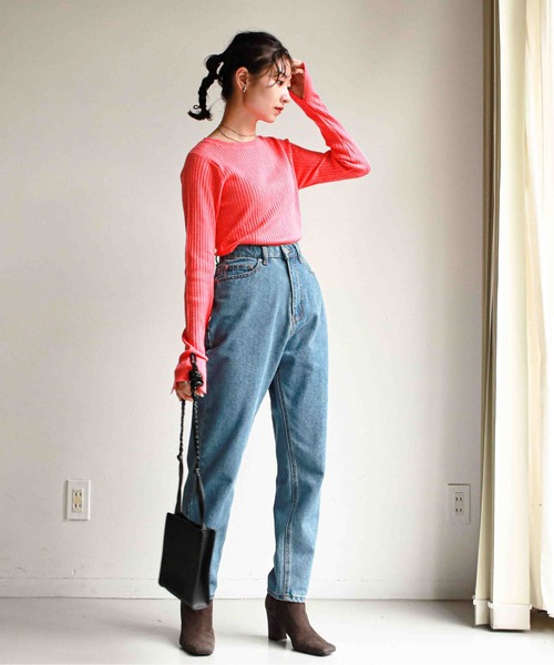 feepur(フェピュール)の「《ウォッシャブル》袖スリットボートネックリブニット(ニット/セーター・レディース・オフホワイト/グリーン/モカ/ピンク/ブラック・MEDIUM)」の8枚目の写真