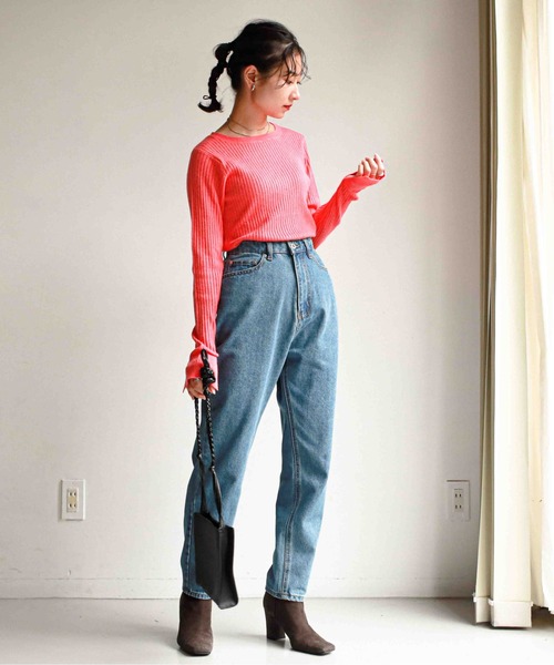 feepur(フェピュール)の「《ウォッシャブル》袖スリットボートネックリブニット(ニット/セーター・レディース・オフホワイト/グリーン/モカ/ピンク/ブラック・MEDIUM)」の7枚目の写真