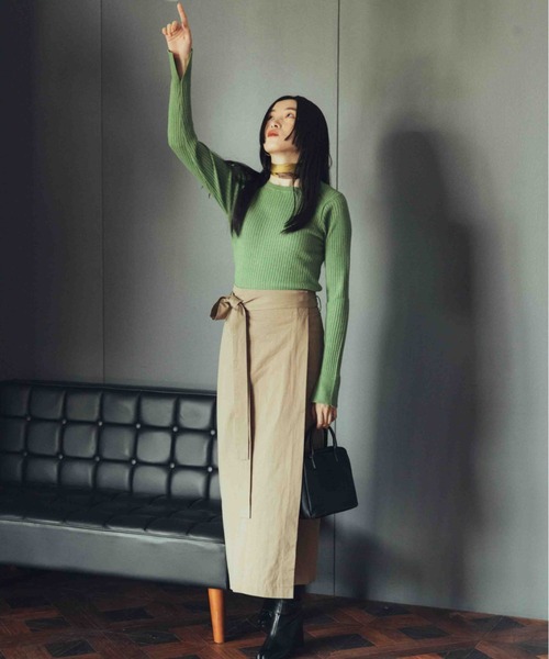 feepur(フェピュール)の「《ウォッシャブル》袖スリットボートネックリブニット(ニット/セーター・レディース・オフホワイト/グリーン/モカ/ピンク/ブラック・MEDIUM)」の13枚目の写真