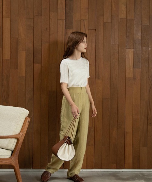 Amiur（エミレ）の「glaze back belt pants（その他パンツ・レディース・ブラウン/グリーン/アイボリー・M/S）」の6枚目の写真