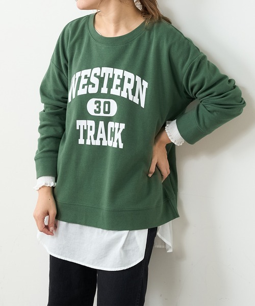 PUAL CE CIN(ピュアルセシン)の「カレッジロゴポンチスウェットプルオーバー(スウェット・レディース・グレー/チャコール/ナチュラル/グリーン/ブルー系その他・FREE)」の5枚目の写真