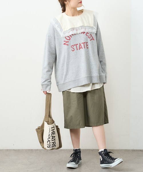 PUAL CE CIN(ピュアルセシン)の「カレッジロゴポンチスウェットプルオーバー(スウェット・レディース・グレー/チャコール/ナチュラル/グリーン/ブルー系その他・FREE)」の7枚目の写真