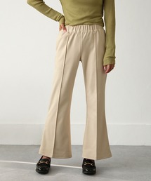 ストレッチピンタックフレアスラックスパンツ/ウエストゴム