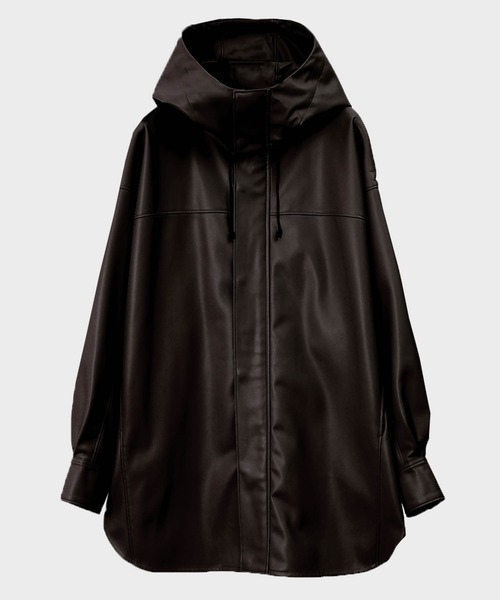 STUNNING LURE（スタニングルアー）の「フェイクレザーフーディージャケット（ブルゾン・レディース・ホワイト/ダークブラウン/ライトグリーン/ピンクベージュ・X-SMALL/SMALL）」の12枚目の写真