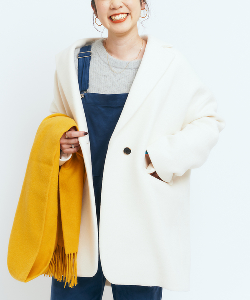 JOINT WORKS(ジョイントワークス)の「J-Milliorメルトンミドルタケテーラードコート(テーラードジャケット・レディース・ホワイト/ブラック/ベージュ・FREE)」の2枚目の写真