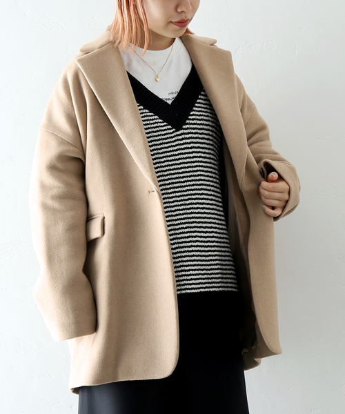 JOINT WORKS(ジョイントワークス)の「J-Milliorメルトンミドルタケテーラードコート(テーラードジャケット・レディース・ホワイト/ブラック/ベージュ・FREE)」の20枚目の写真