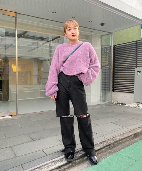 WHO'S WHO gallery(フーズフーギャラリー)の「カラーシャギートップス(ニット/セーター・レディース・ブラック/パープル/ピンク・FREE)」の6枚目の写真