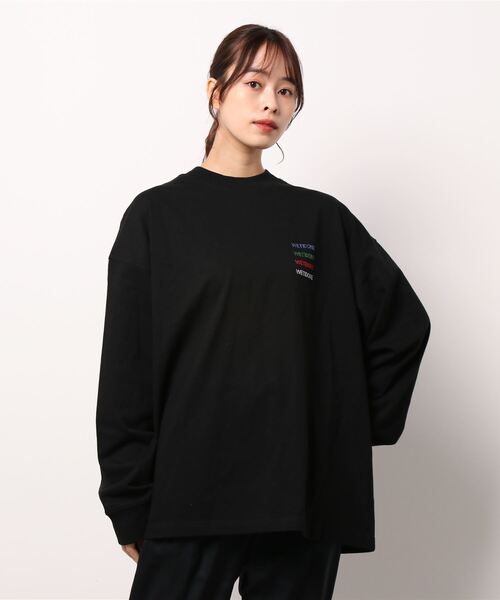 WE11DONE（ウェルダン）の「WE11DONE BLACK MULTICOLOR LOGO LONG SLEEVE T-SHIR WD-TT3-21-542-U-BK（Tシャツ/カットソー・レディース・ブラック・X-SMALL）」の8枚目の写真
