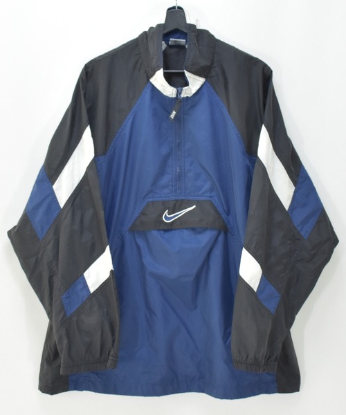 NIKE(ナイキ)の「【ヴィンテージ古着】90s NIKE ナイキ ナイロンジャケット ハーフジップジャケット(ナイロンジャケット・メンズ・ネイビー・LARGE)」の1枚目の写真