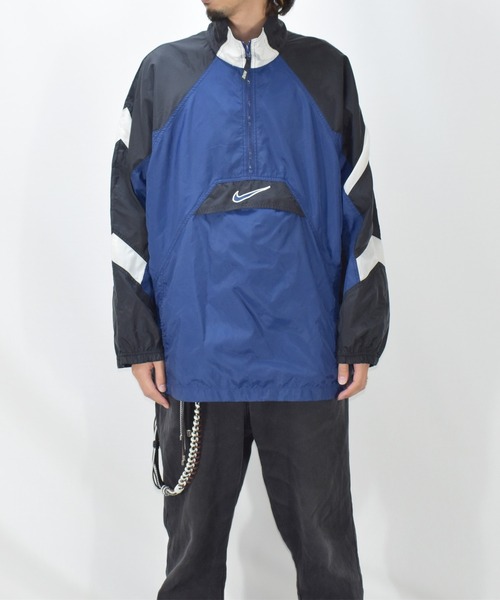 NIKE(ナイキ)の「【ヴィンテージ古着】90s NIKE ナイキ ナイロンジャケット ハーフジップジャケット(ナイロンジャケット・メンズ・ネイビー・LARGE)」の8枚目の写真