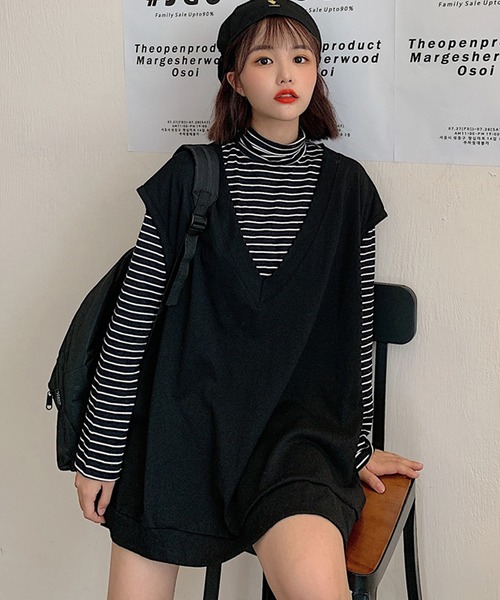 DEVICE（デバイス）の「オーバーサイズ シンプルベスト（ベスト・レディース・ブラック/ブラウン/ブルー・FREE）」の2枚目の写真