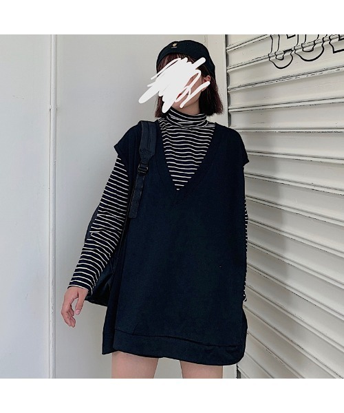 DEVICE（デバイス）の「オーバーサイズ シンプルベスト（ベスト・レディース・ブラック/ブラウン/ブルー・FREE）」の6枚目の写真