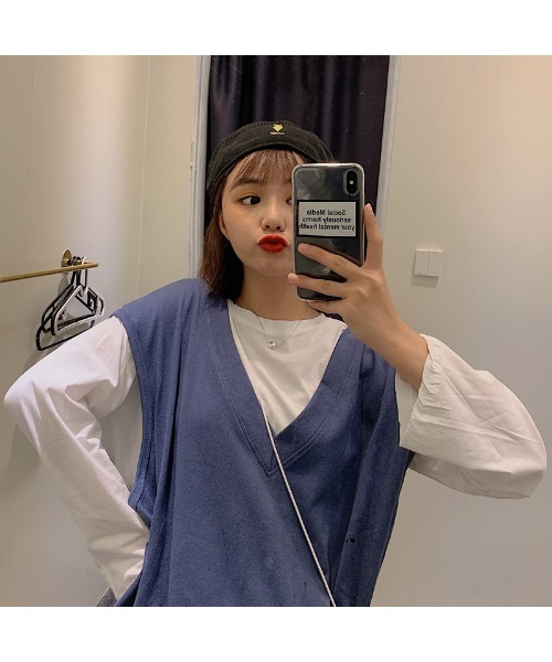 DEVICE（デバイス）の「オーバーサイズ シンプルベスト（ベスト・レディース・ブラック/ブラウン/ブルー・FREE）」の22枚目の写真