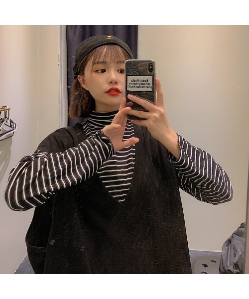 DEVICE（デバイス）の「オーバーサイズ シンプルベスト（ベスト・レディース・ブラック/ブラウン/ブルー・FREE）」の12枚目の写真