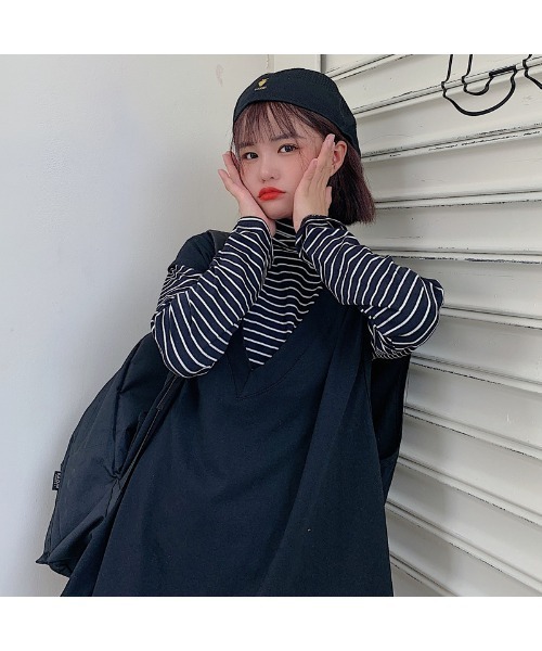 DEVICE（デバイス）の「オーバーサイズ シンプルベスト（ベスト・レディース・ブラック/ブラウン/ブルー・FREE）」の11枚目の写真