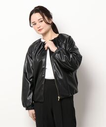 PICCIN | フェイクレザーノーカラーブルゾン(ブルゾン)