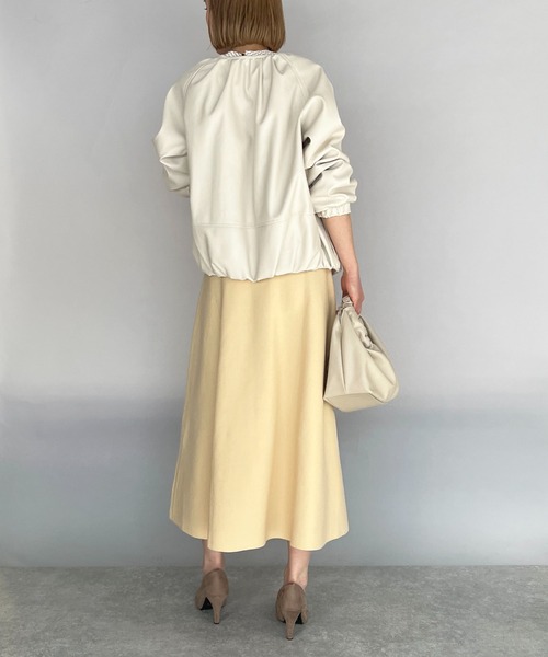 PICCIN(ピッチン)の「フェイクレザーノーカラーブルゾン(ブルゾン・レディース・ブラック/オフホワイト・M/L)」の12枚目の写真