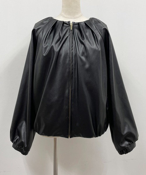 PICCIN(ピッチン)の「フェイクレザーノーカラーブルゾン(ブルゾン・レディース・ブラック/オフホワイト・M/L)」の15枚目の写真