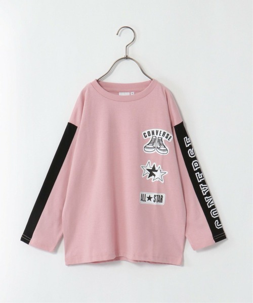 CONVERSE ALL STAR(コンバースオールスター)の「【キッズ】CONVERSE コンバース 肩切り替えロンT(130~160cm)(Tシャツ/カットソー・キッズ・ベージュ/スモークピンク・140/150/130/160)」の1枚目の写真
