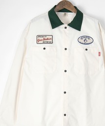 POWER TO THE PEOPLE | 【POWER TO THE PEOPLE/パワー トゥザ ピープル】ビッグシルエット ワッペン＆イラスト刺繍 ワークツイル長袖シャツ(シャツ/ブラウス)